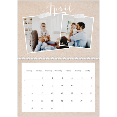 Fotokalender A4 Dubbel (30 x 40 cm) — Scrapbook kalender [April]