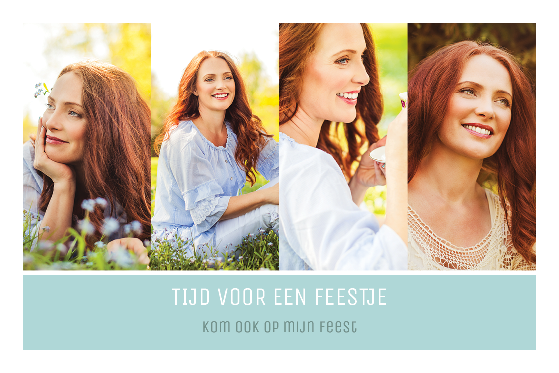 Uitnodigingen — Lichtblauwe tekstbalk