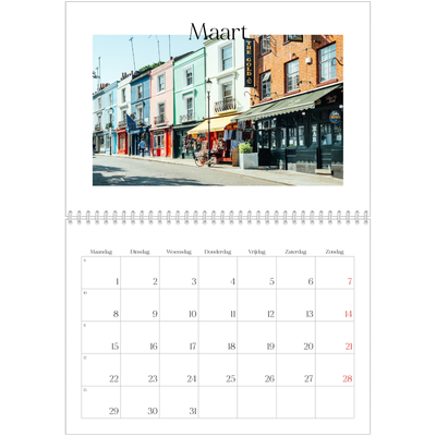 Fotokalender A4 Dubbel (30 x 40 cm) — Mijn reisverhaal - Londen [Maart]