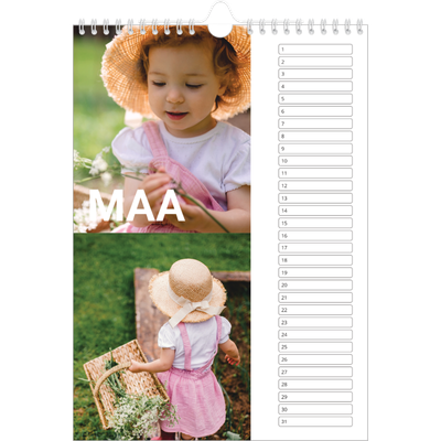 Verjaardagskalenders A4 — Grote maandaanduiding [Maart]