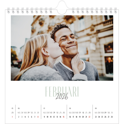 Jaarkalenders vierkant — Gevarieerd lettertype [Februari]