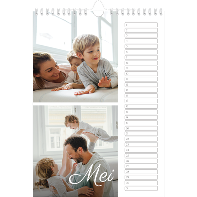 Verjaardagskalenders A4 — Handgeschreven maanden [Mei]