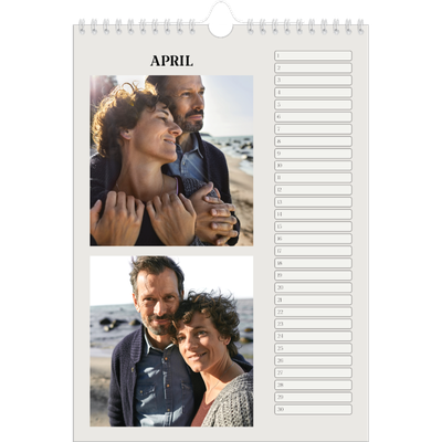 Verjaardagskalenders A4 — Simpel ivoor [April]