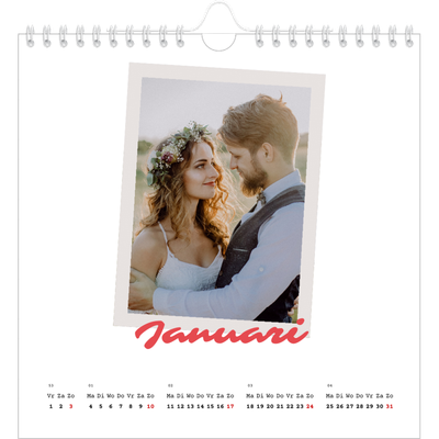 Jaarkalenders vierkant — Karmijnrode handtekening [Januari]