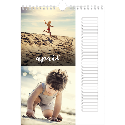 Verjaardagskalenders A4 — Schuingedrukte letters [April]