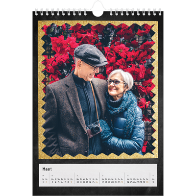Fotokalender A4 (20 x 30 cm) — Foto in glitterrand [Maart]