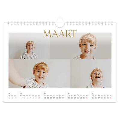Fotokalender A4 — Gouden tekst groot [Maart]