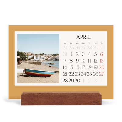 Bureaukalender met houten standaard  — Klassieke kleuren [April]