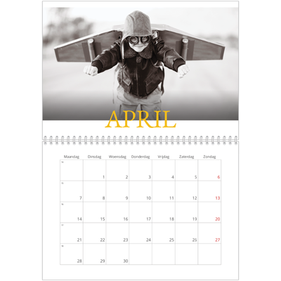 Fotokalender A4 Dubbel (30 x 40 cm) — Historische stijl [April]