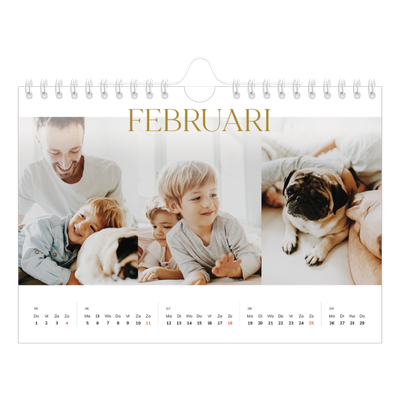 Fotokalender A5 — Gouden tekst groot [Februari]