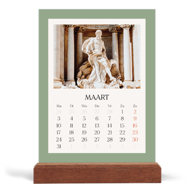 Bureaukalender met houten standaard  — Klassieke kleuren [Maart]