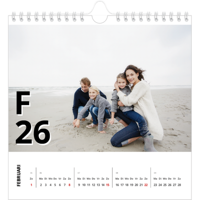 Jaarkalenders vierkant — Letter stijl [Februari]