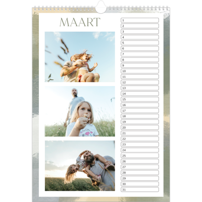 Verjaardagskalenders A3 — Verfkwast effect [Maart]