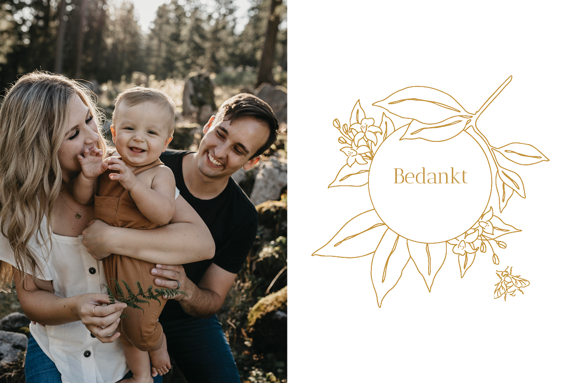 Bedankkaarten — Zachte bloemenbaby