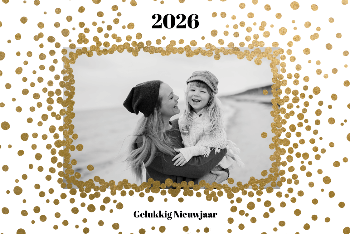 Fotokaarten — Goudkleurige confetti