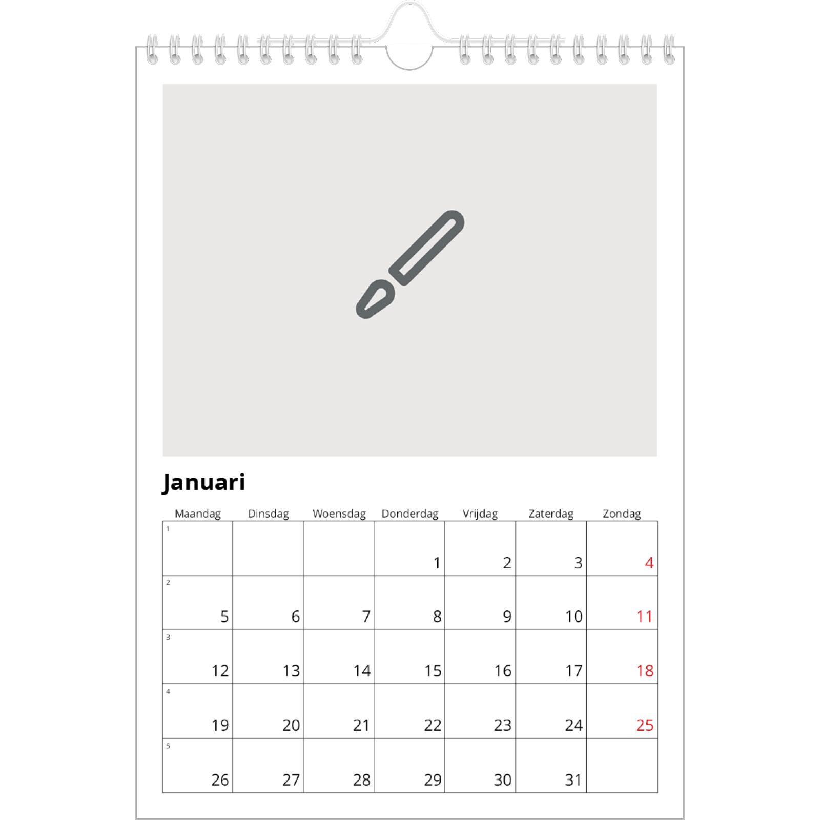 Trendy zwart-wit maandkalender 2026 | A3 formaat | Zoedt.nl