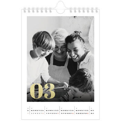 Fotokalender A5 — Grote glitter cijfers [Maart]