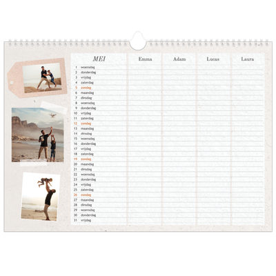 A3 Familieplanners — Natuurlijke handcraft - gezinsplanner 4 personen [omslag]