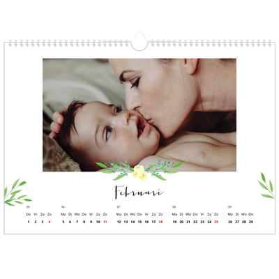 Fotokalender A3 — Bloemen illustraties [Februari]