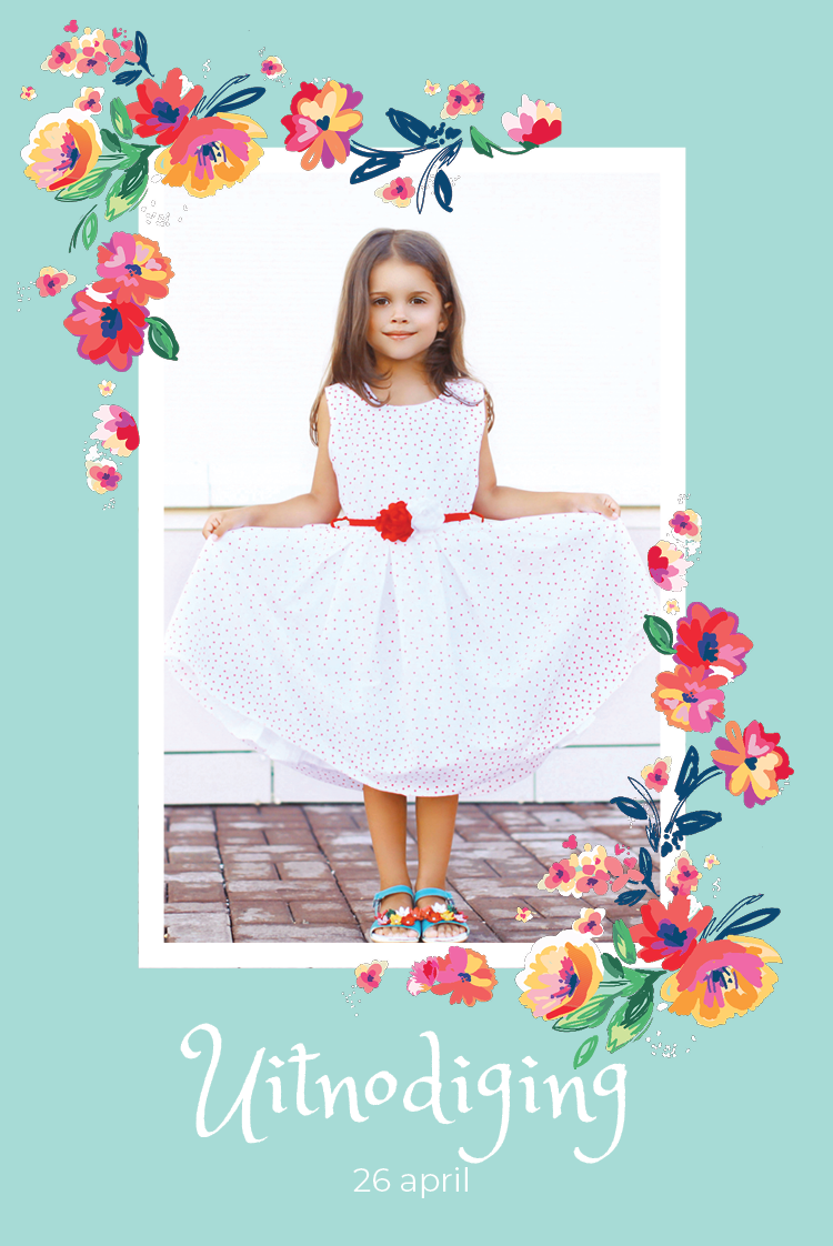 Uitnodigingen — Kleurige bloemetjes