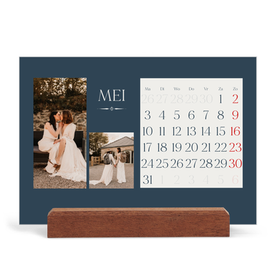 Bureaukalender met houten standaard  — Leisteen & schreef [omslag]