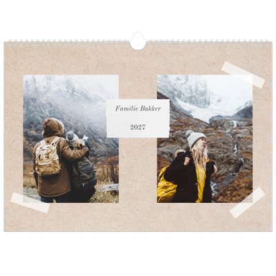 A3 Familieplanners — Natuurlijke handcraft - gezinsplanner 4 personen [omslag]