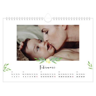 Fotokalender A4 — Bloemen illustraties [Februari]