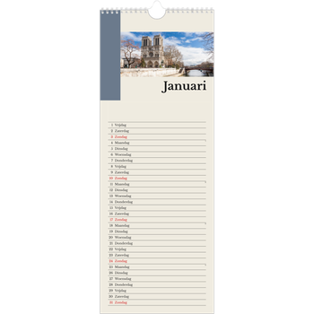 Smalle kalender (15 x 40 cm) — Bezienswaardigheden van de wereld