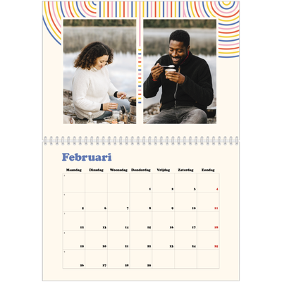 Fotokalender A4 Dubbel (30 x 40 cm) — Retro strepen [Februari]