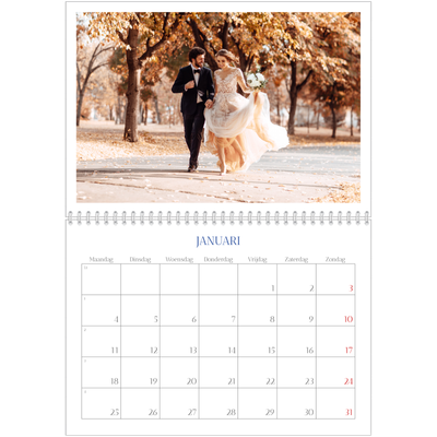 Fotokalender A4 Dubbel (30 x 40 cm) — Kobalt klassieker [Januari]