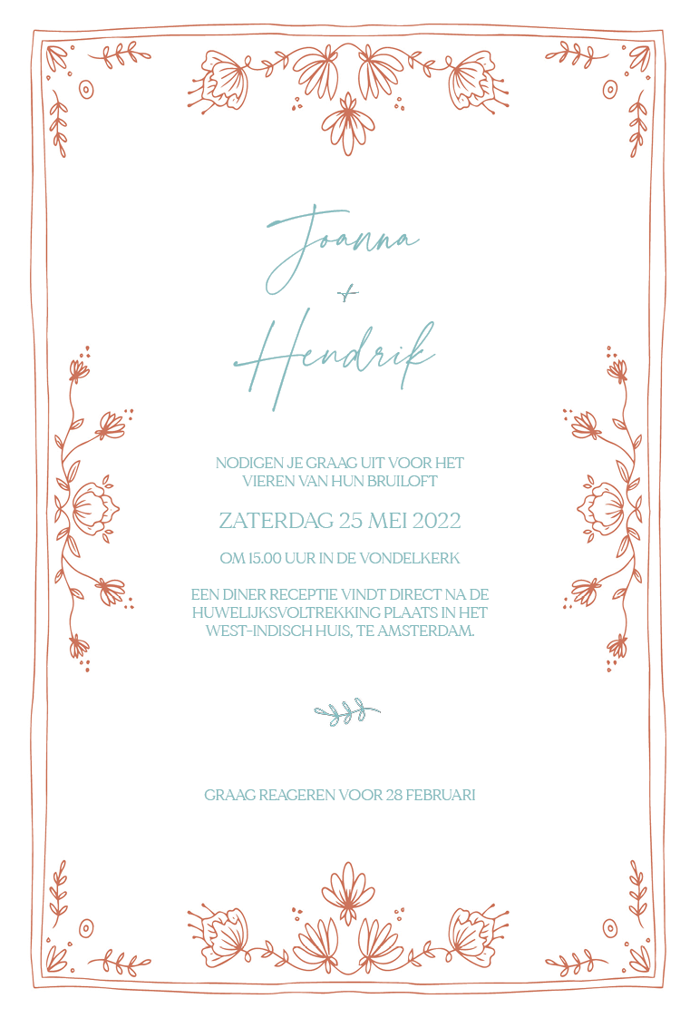 Uitnodigingen — Getekende bloemen
