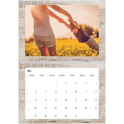 Fotokalender A4 Dubbel (30 x 40 cm) — Houtpatroon [Mei]