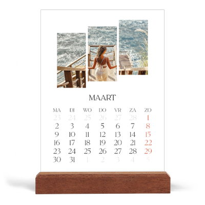 Bureaukalender met houten standaard  — Reismozaïeken [Maart]