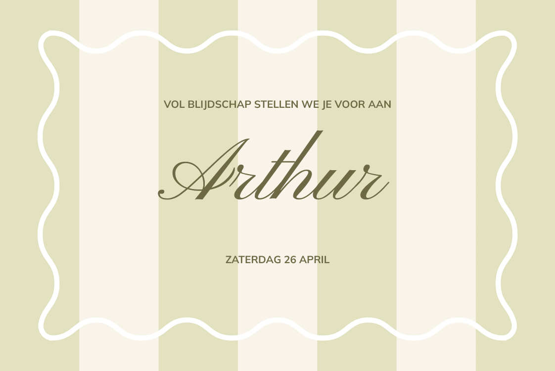 Uitnodigingen — Stempel en strepen olijf