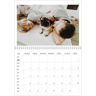 Fotokalender A4 Dubbel (30 x 40 cm) — Rode highlights [Februari]
