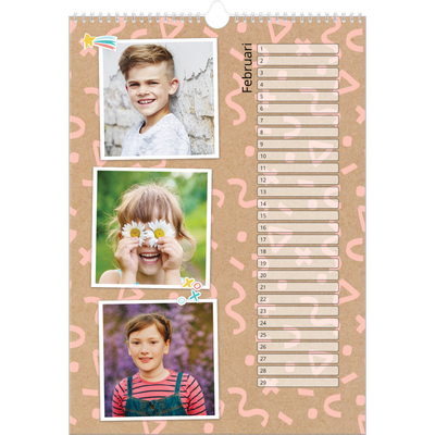 Verjaardagskalenders A3 — Rustiek [Februari]