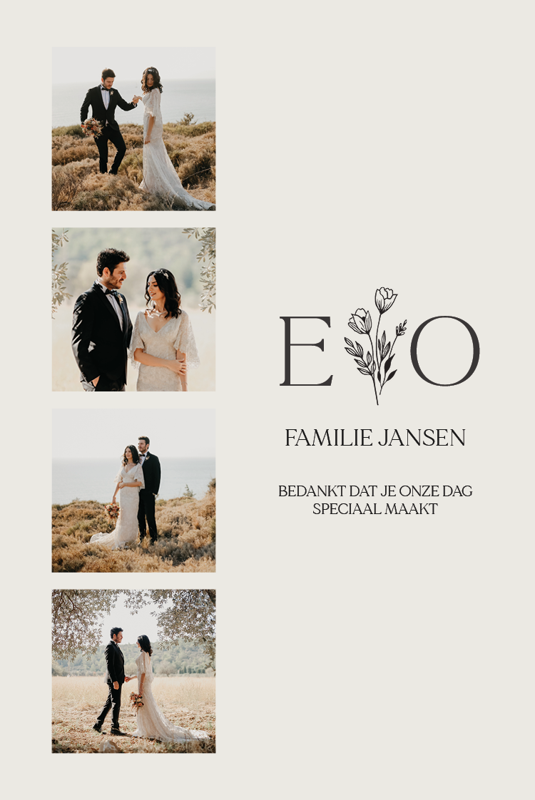 Bedankkaarten — Initialen in bloei