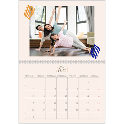 Fotokalender A4 Dubbel (30 x 40 cm) — Minimalistisch koraal [Mei]