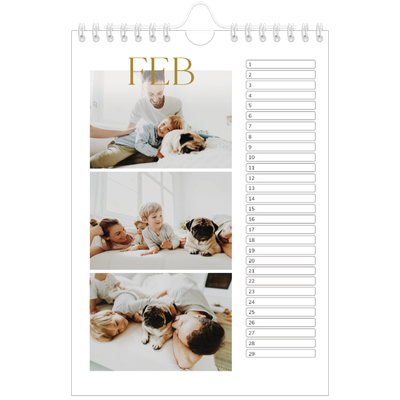 Fotokalender A5 — Gouden tekst groot [Februari]