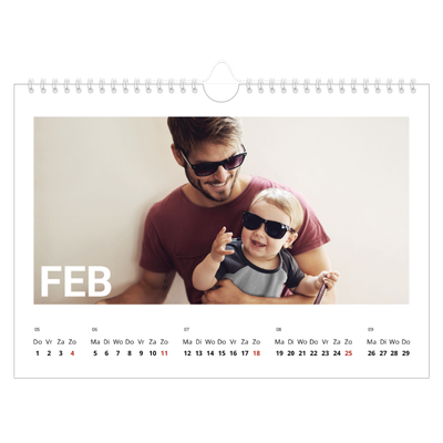 Fotokalender A4 — Grote maandaanduiding [Februari]