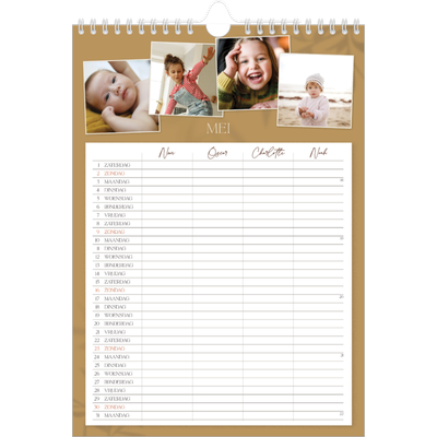 A4 Familieplanners — Warme aardetinten - gezinsplanner 4 personen [omslag]