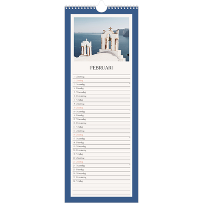 Smalle kalender  — Klassieke kleuren [Februari]