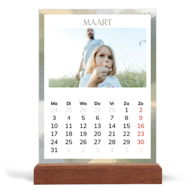 Bureaukalender met houten standaard  — Verfkwast effect [Maart]