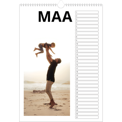 Verjaardagskalenders A3 — Witte randen [Maart]