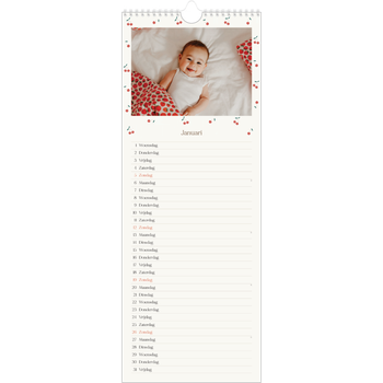 Smalle kalender (15 x 40 cm) — Gelukzalig kers