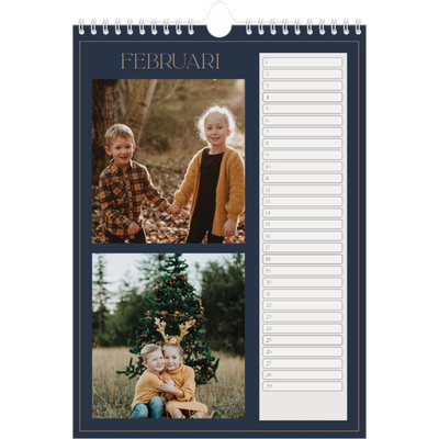 Verjaardagskalenders A4 — Pruisisch blauw [Februari]