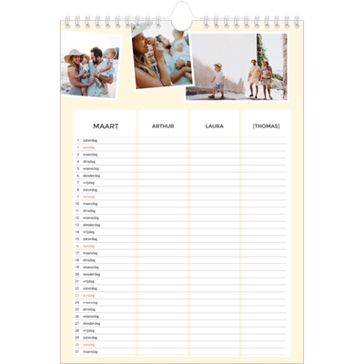 A4 Familieplanners — Modern - gezinsplanner 3 personen [Maart]