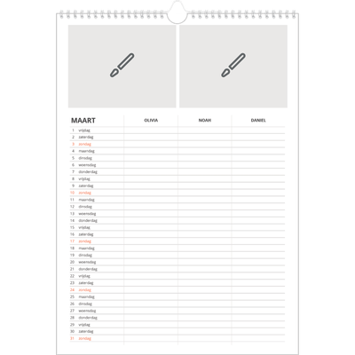 A3 Familieplanners — Ontwerp je eigen product - 3-persoons gezin [Maart]