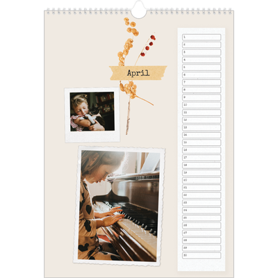 Verjaardagskalenders A3 — Vintage scrapbook [April]