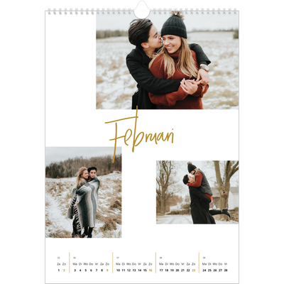 A3 Jaarkalenders — Goudkleurige letters [Februari]